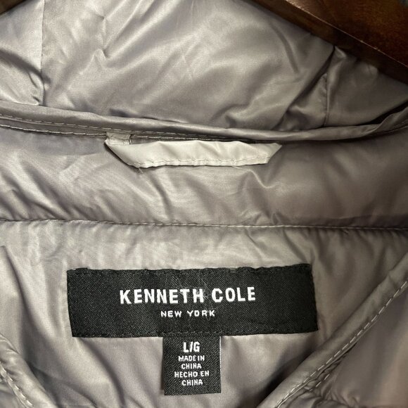 NEW Kenneth Cole Women's L Puffer Jacket With Hood Lightweight Quilted Grey - Picture 7 of 12
